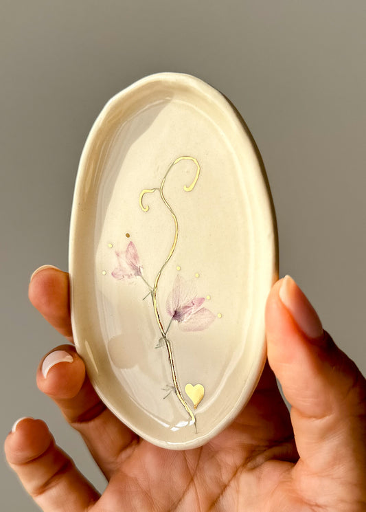 Seychelles - Jewellery Dish - pink flowers